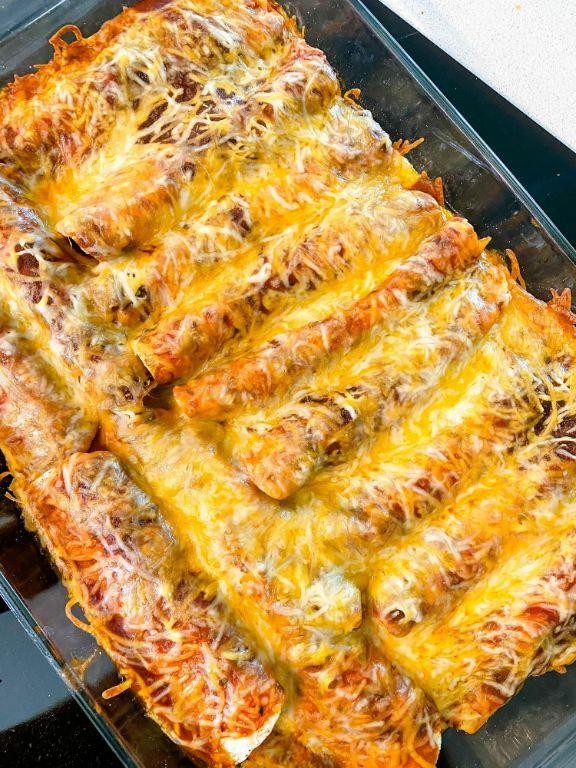 Ground chicken and black bean enchiladas