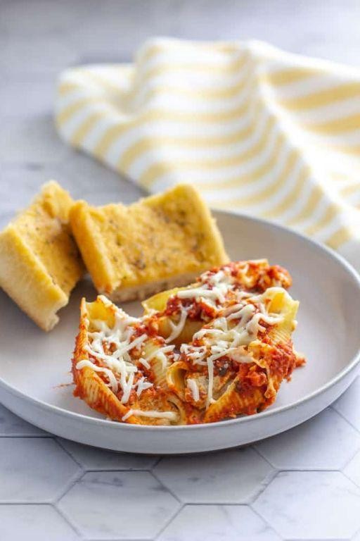 Ground chicken and kale stuffed shells