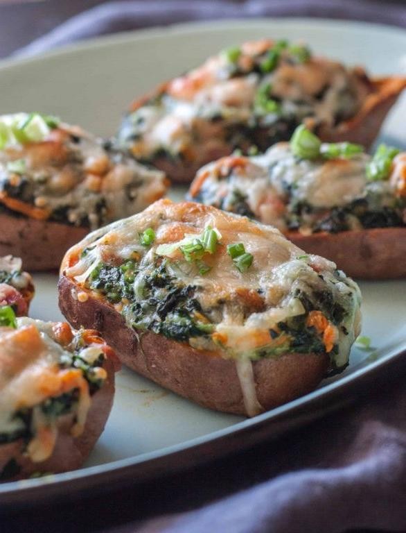 Ham and Spinach Stuffed Sweet Potatoes