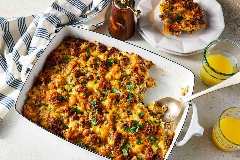 Hashbrown and Sausage Casserole with Cheddar and Chives