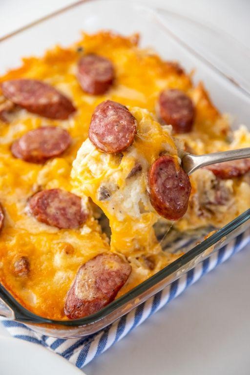 Hashbrown and Sausage Casserole with Smoked Gouda