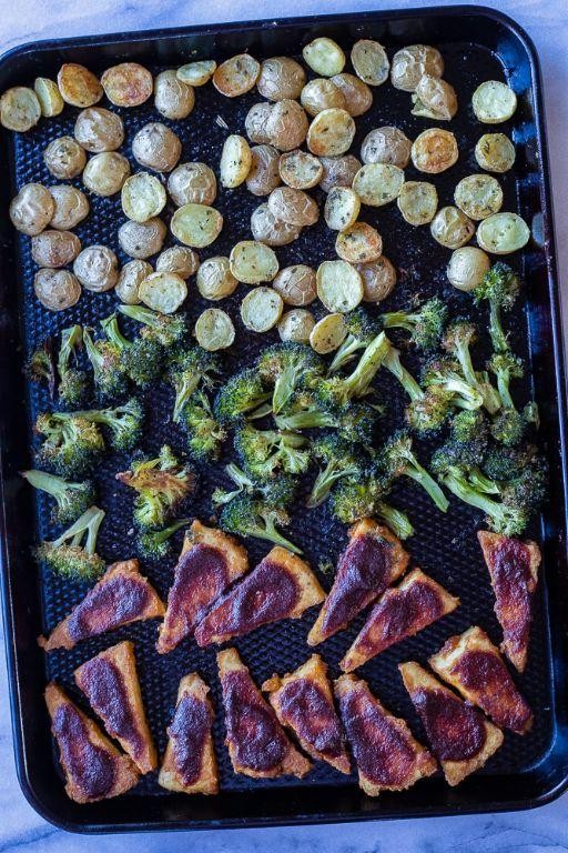 Healthy Sheet Pan BBQ Tofu with Broccoli