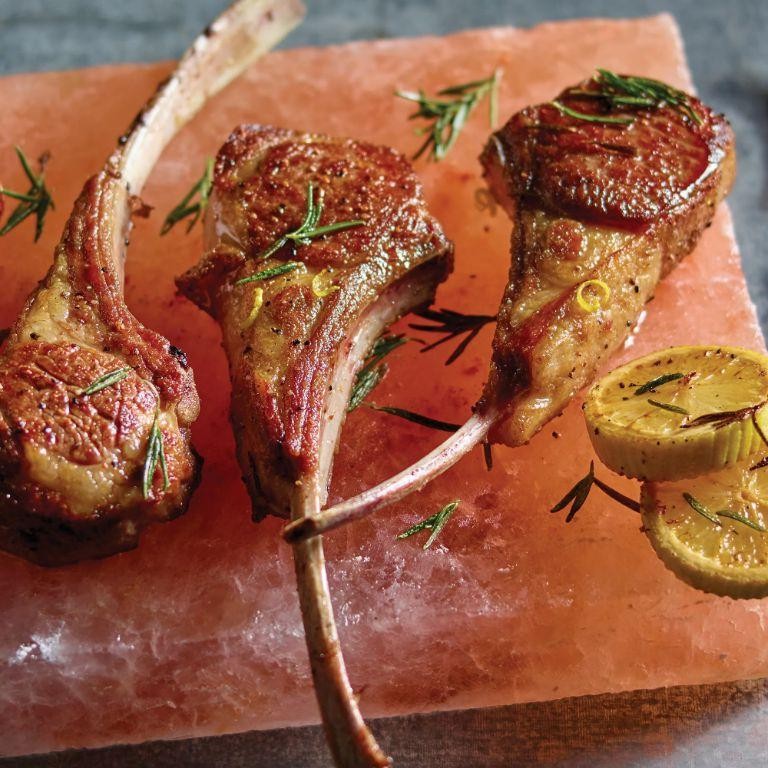 Herb-Crusted Lamb Chops on Salt Block