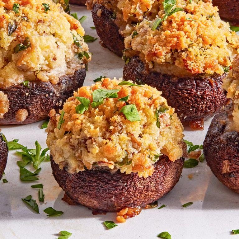 Herbed Bread Crumb Stuffed Mushrooms