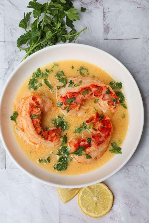 Herbed Butter Poached Lobster Tails