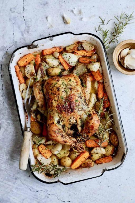 Herbed Chicken Drumsticks with Roasted Root Vegetables