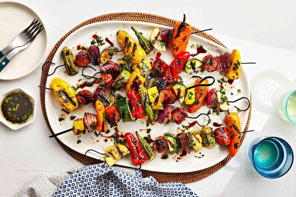 Herbed Cocktail Sausage and Veggie Skewers