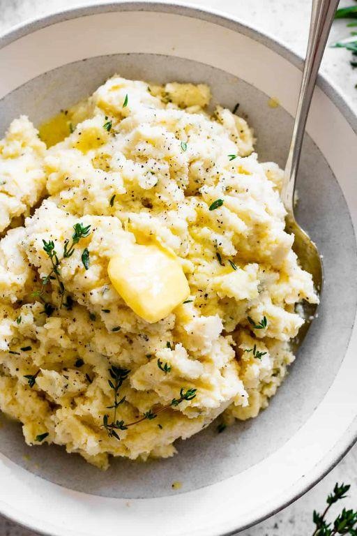 Herbed Mashed Cauliflower with Rosemary and Thyme