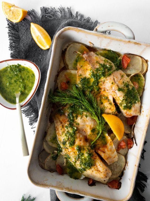 Herbed White Fish and Vegetable Bake