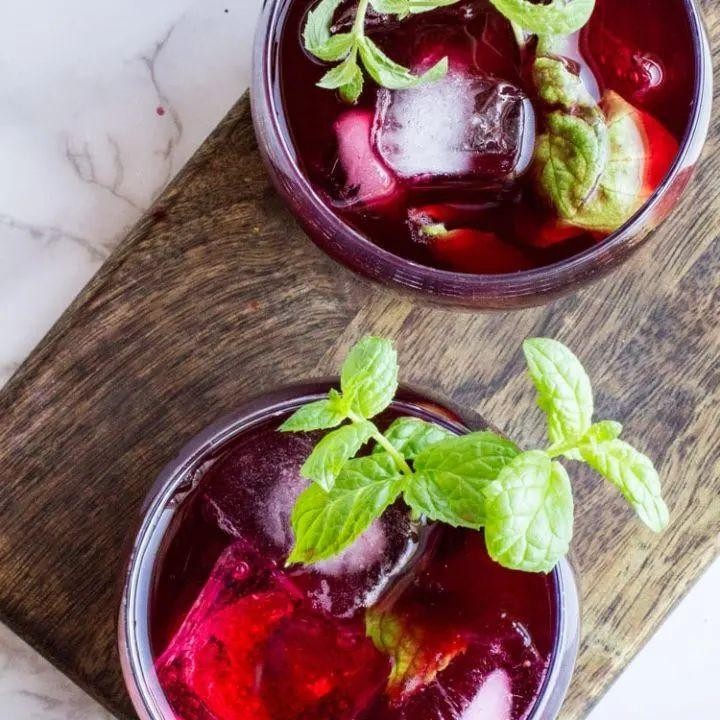 Hibiscus Tea with Basil and Cucumber