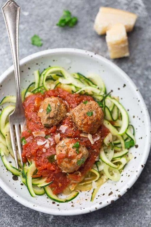 High-Protein Beef Meatballs with Zucchini Noodles