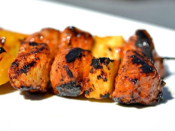 Honey Glazed Pork Chop and Pineapple Skewers