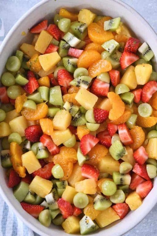 Honey Lime Easter Fruit Salad with Melon and Grapes