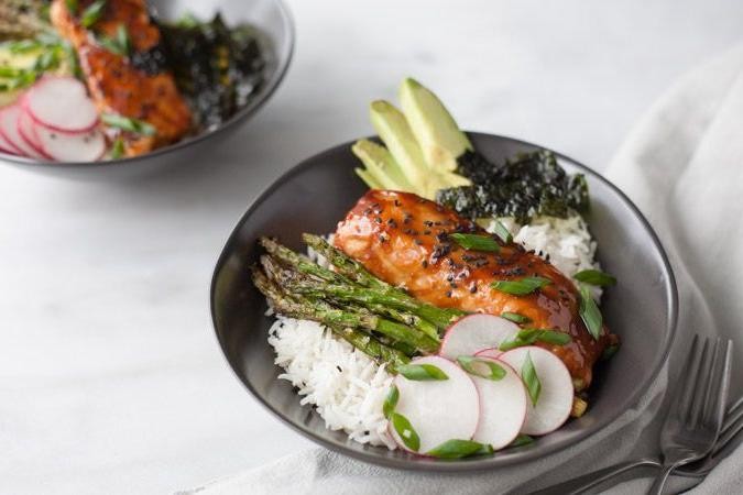 Honey Soy Glazed Coho Salmon with Rice