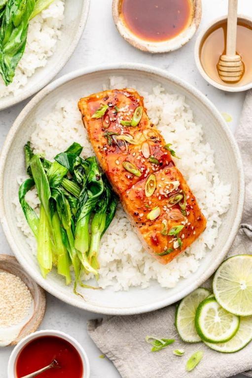 Honey Sriracha Glazed Pan Seared Salmon