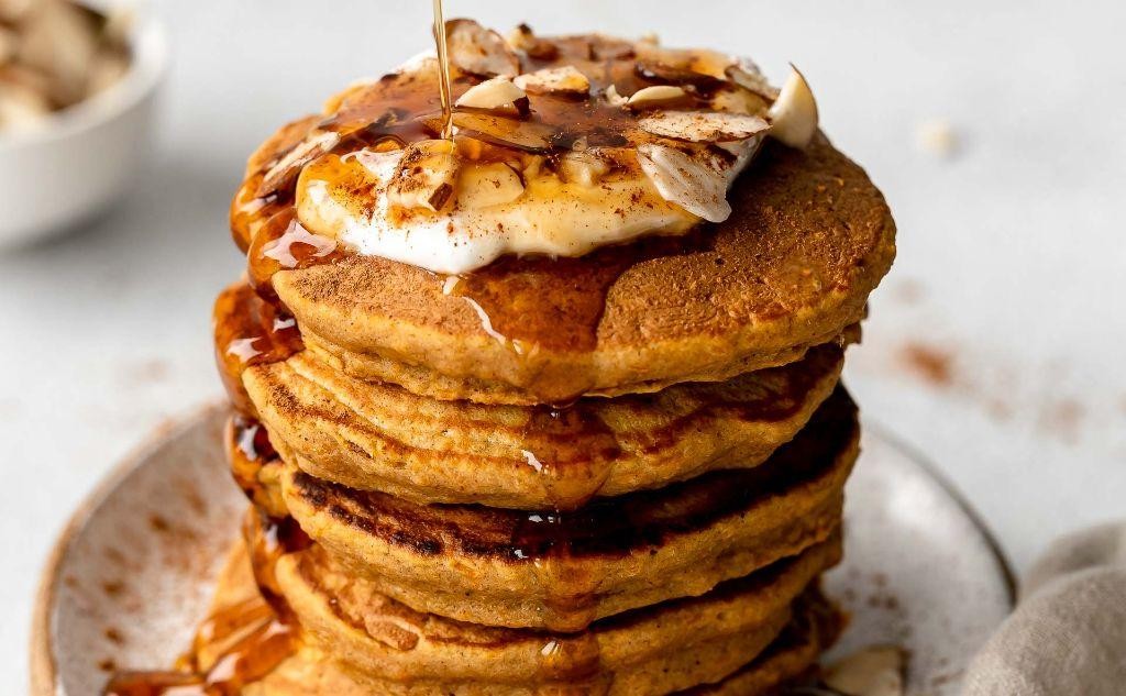 Hubbard Squash Pancakes with Maple Syrup