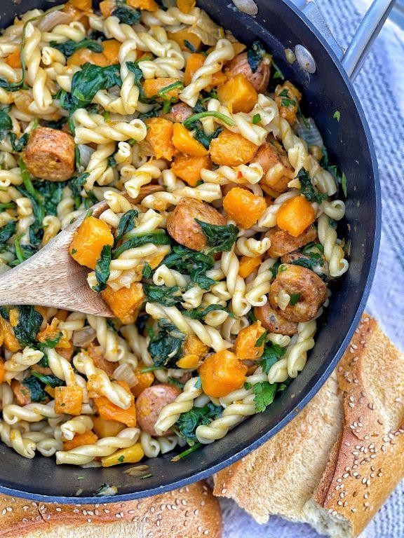 Hubbard Squash and Sausage Pasta