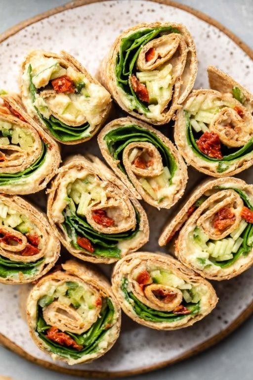 Hummus and Veggie Pinwheel Sandwiches