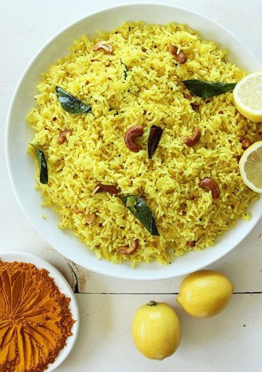 Indian Jeera Yellow Rice with Cashews