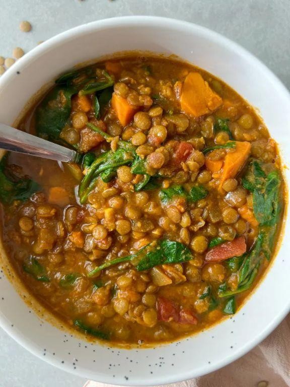 Indian-Spiced Lentil and Spinach Stew