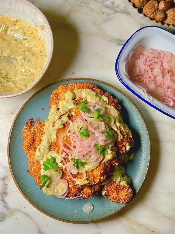 Israeli Chicken Schnitzel with Tahini Sauce
