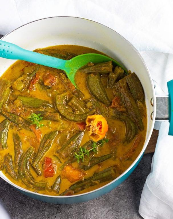 Jamaican Cabbage and Okra Curry
