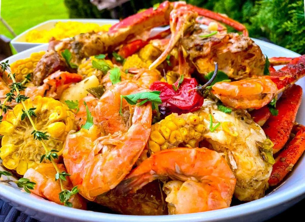 Jamaican Jerk Boiling Crab with Plantains