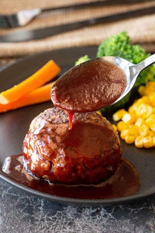 Japanese Hamburger Steak (Hambāgu) with Demi-Glace Sauce