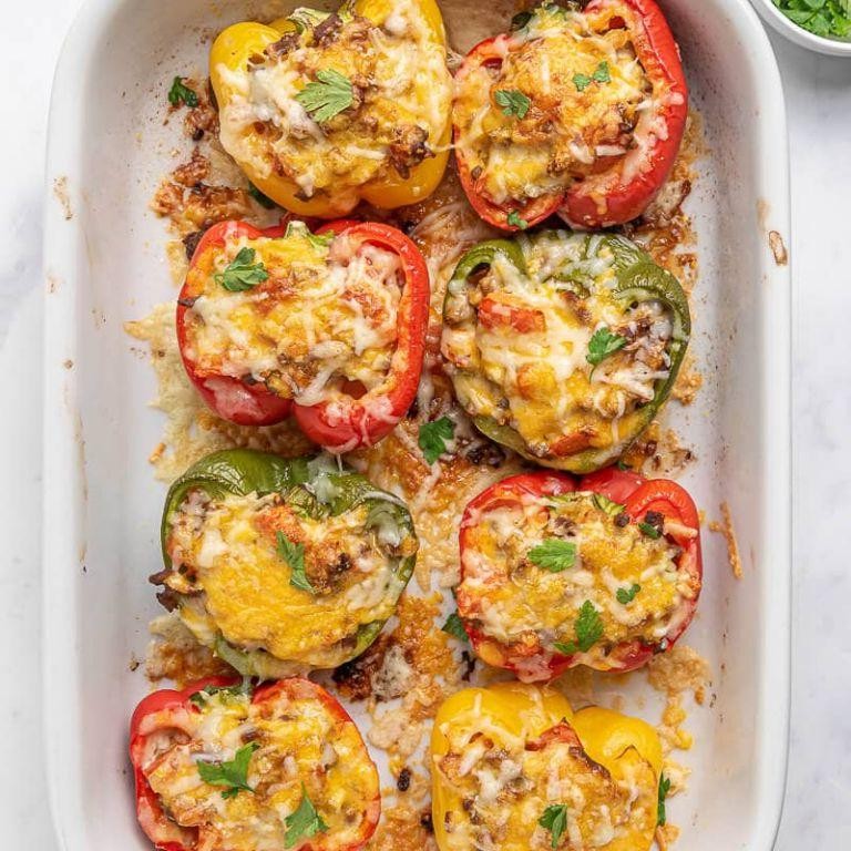 Keto Beef and Cheese Stuffed Peppers