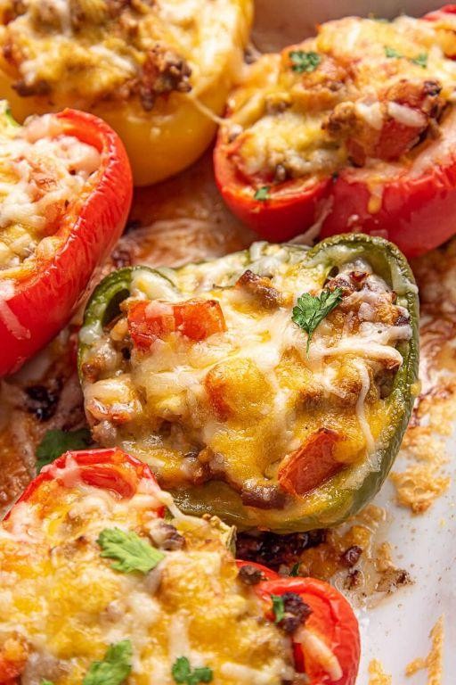 Keto Ground Beef Stuffed Bell Peppers