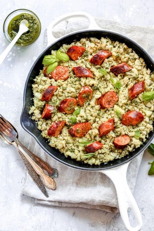 Keto Sausage and Cauliflower Rice Skillet
