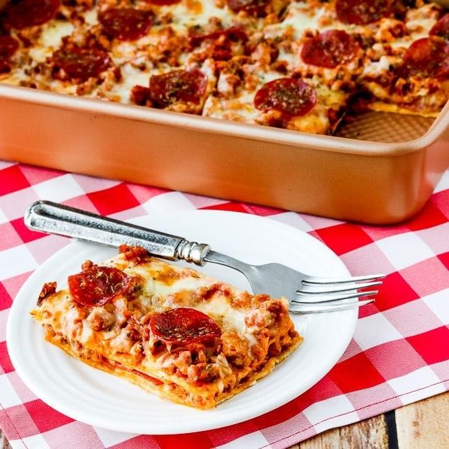 Keto Sausage and Pepperoni Pizza Casserole