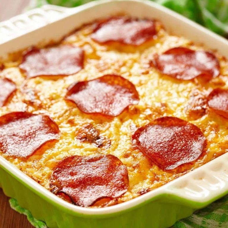 Keto Smoked Sausage Pizza Casserole