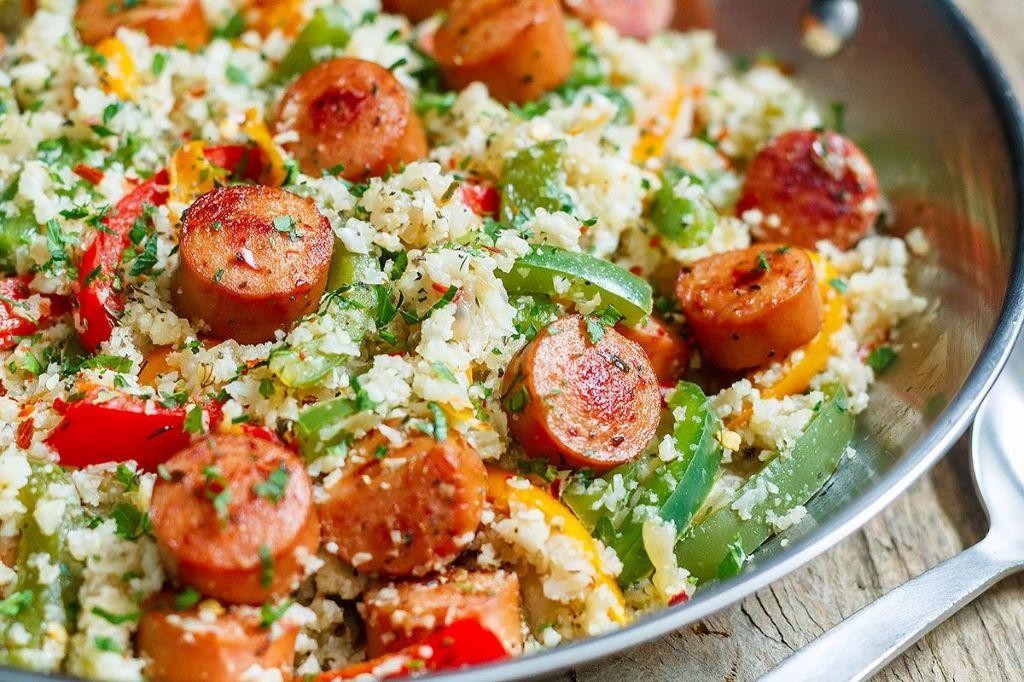 Keto Smoked Sausage and Cauliflower Fried Rice