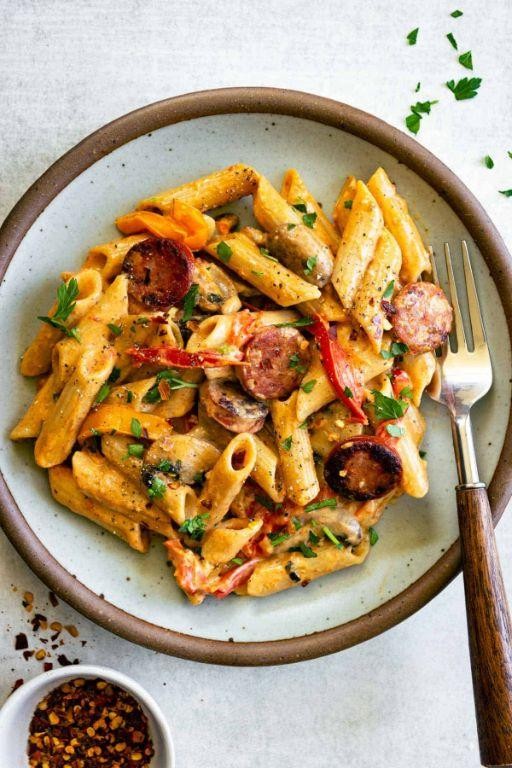 Kielbasa Pasta with Cajun Cream Sauce