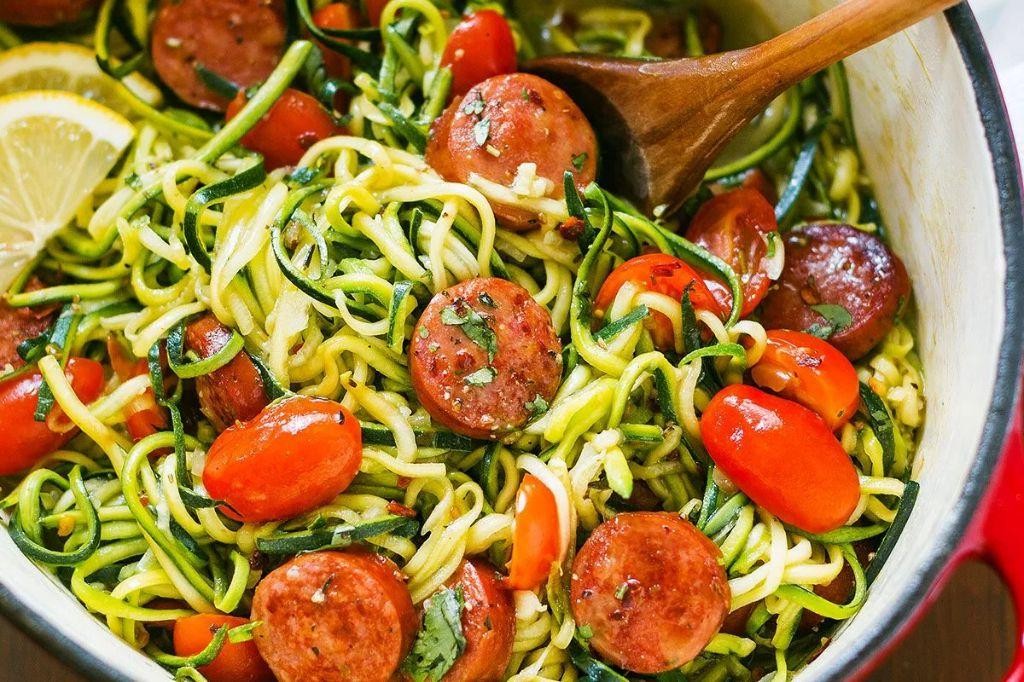 Kielbasa and Zucchini Noodle Pasta
