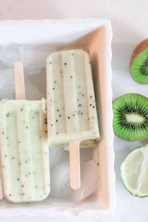 Kiwi Mint Yogurt Popsicles