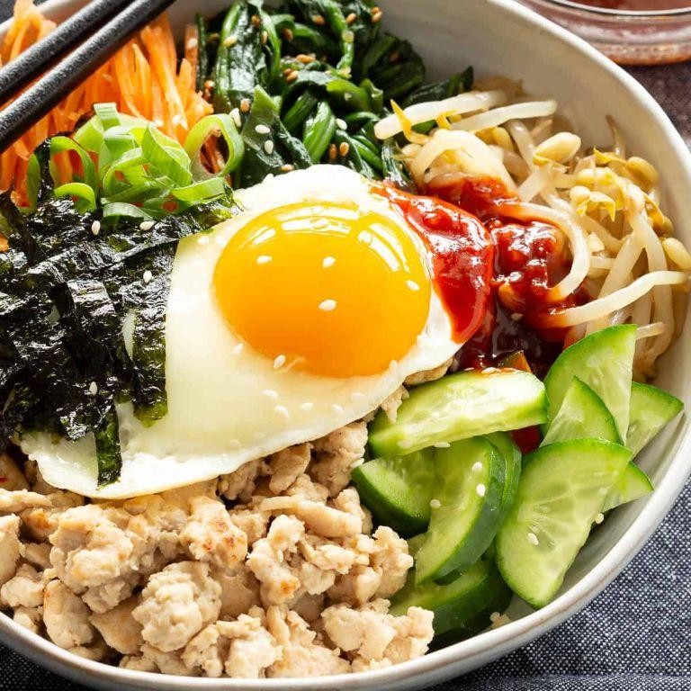 Korean ground chicken bibimbap