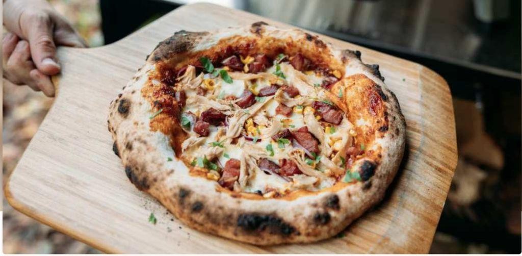 Leftover BBQ Chicken Pizza with Red Onion and Cilantro