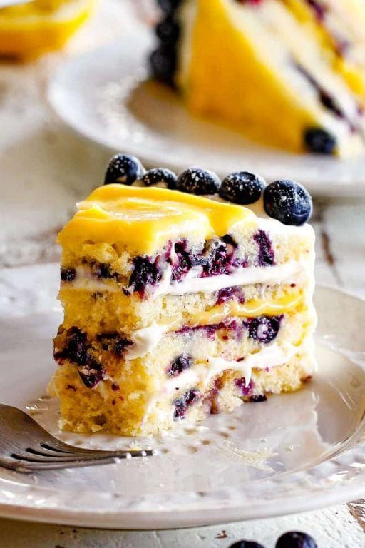 Lemon Blueberry Layer Cake with Lemon Curd Filling