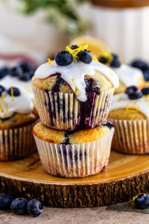 Lemon Blueberry Muffins with Zesty Glaze
