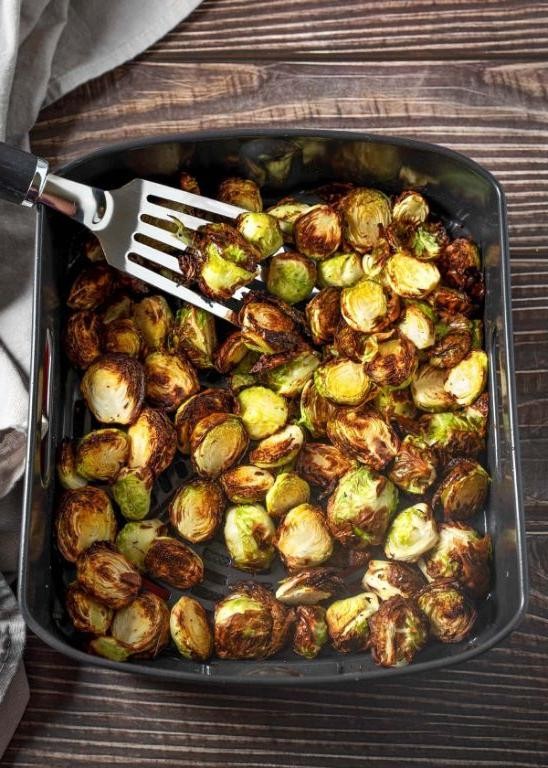 Lemon Garlic Air Fryer Brussels Sprouts