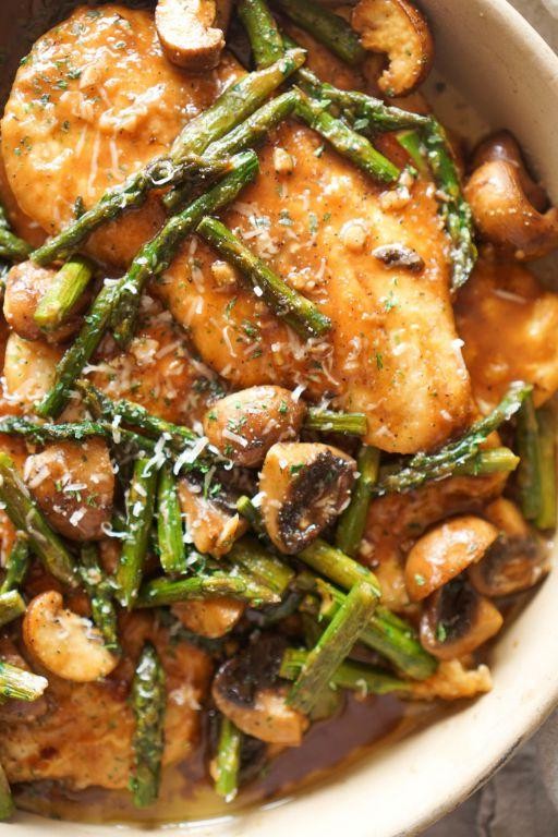 Lemon Garlic Chicken Marsala with Asparagus