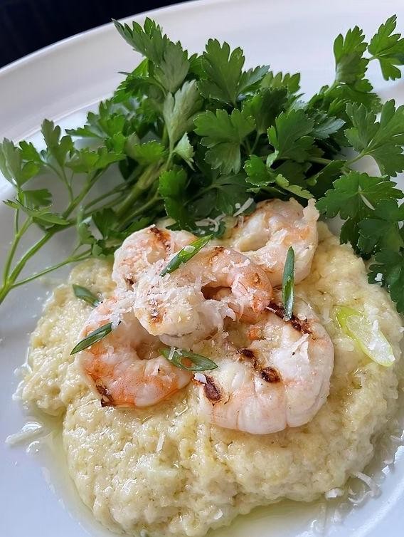 Lemon Garlic Millet with Shrimp