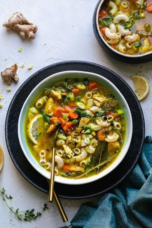 Lemon Ginger Ground Chicken Soup