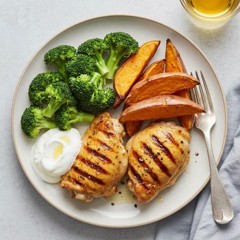 Lemon Herb Grilled Chicken with Steamed Broccoli