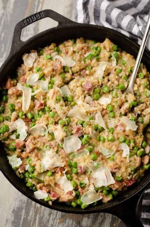 Lemon Herb Ham and Rice Skillet