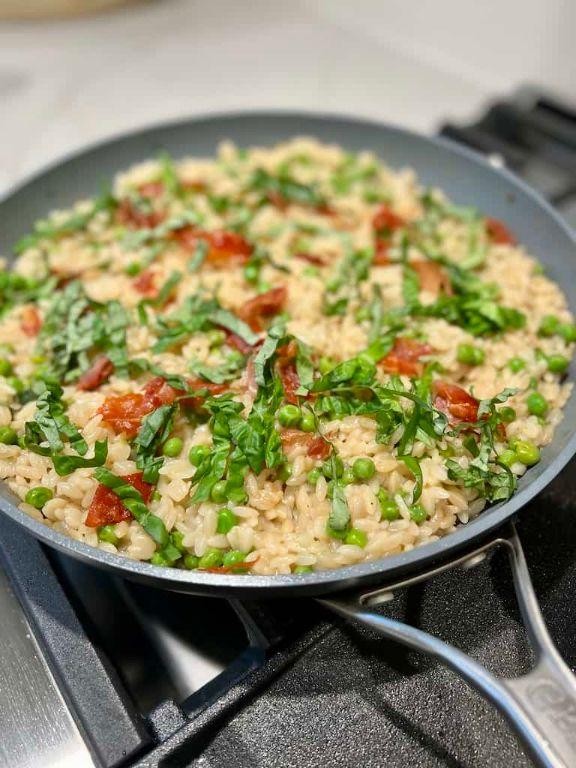 Lemon Orzo Risotto with Peas