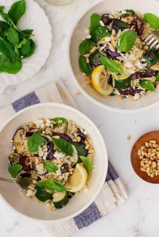 Lemon Orzo with Zucchini and Mint