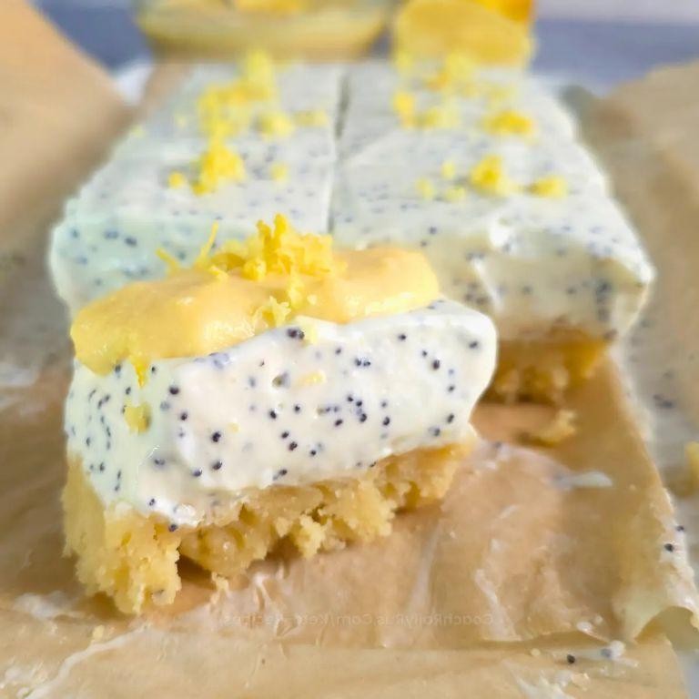 Lemon Poppy Seed Cottage Cheese Bars